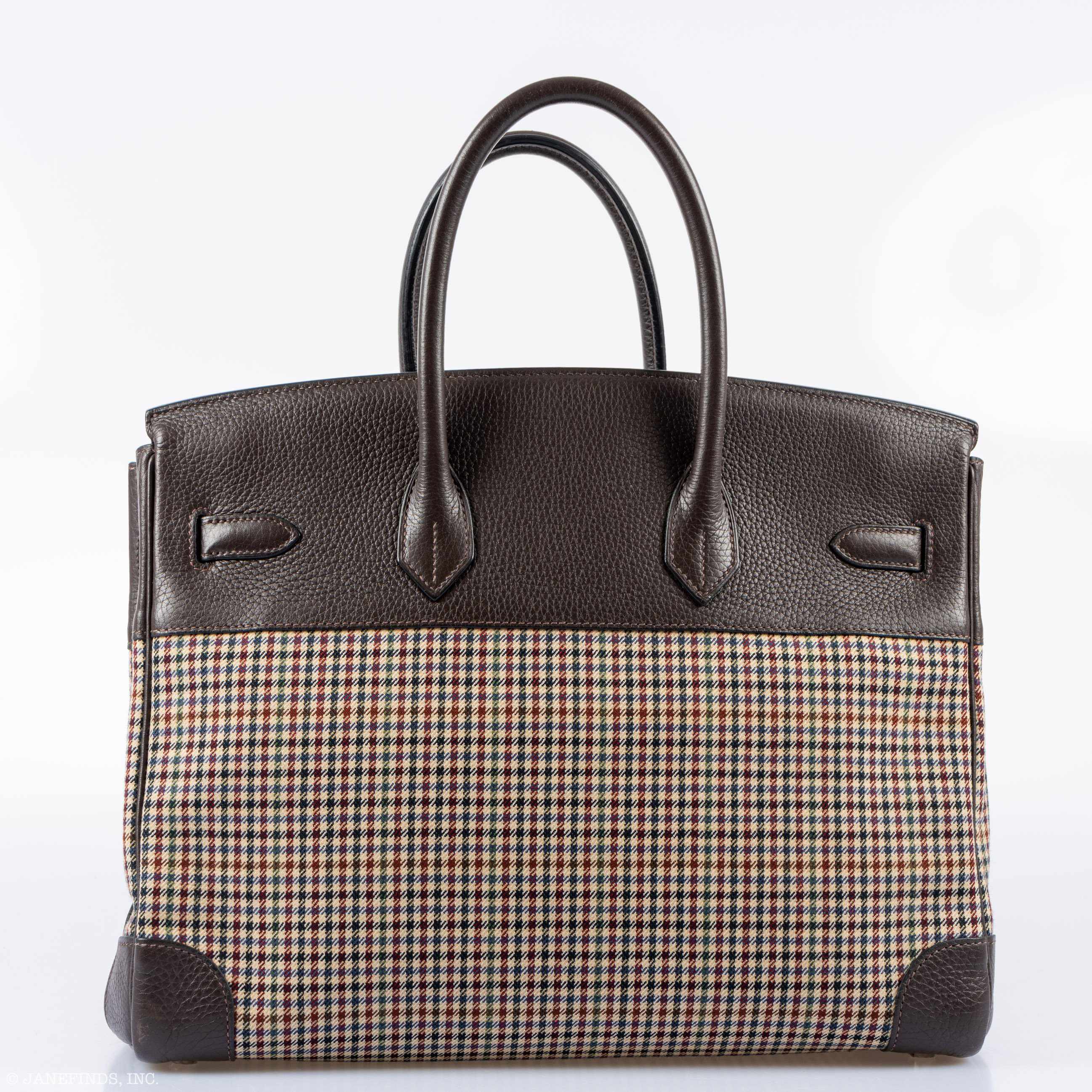 Hermès Birkin 35 Togo And Plaid Wool Lainage Palladium Hardware -Runway Bag