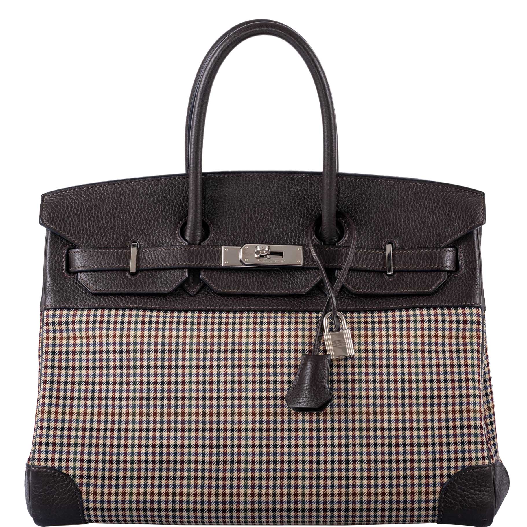 Hermès Birkin 35 Togo And Plaid Wool Lainage Palladium Hardware -Runway Bag