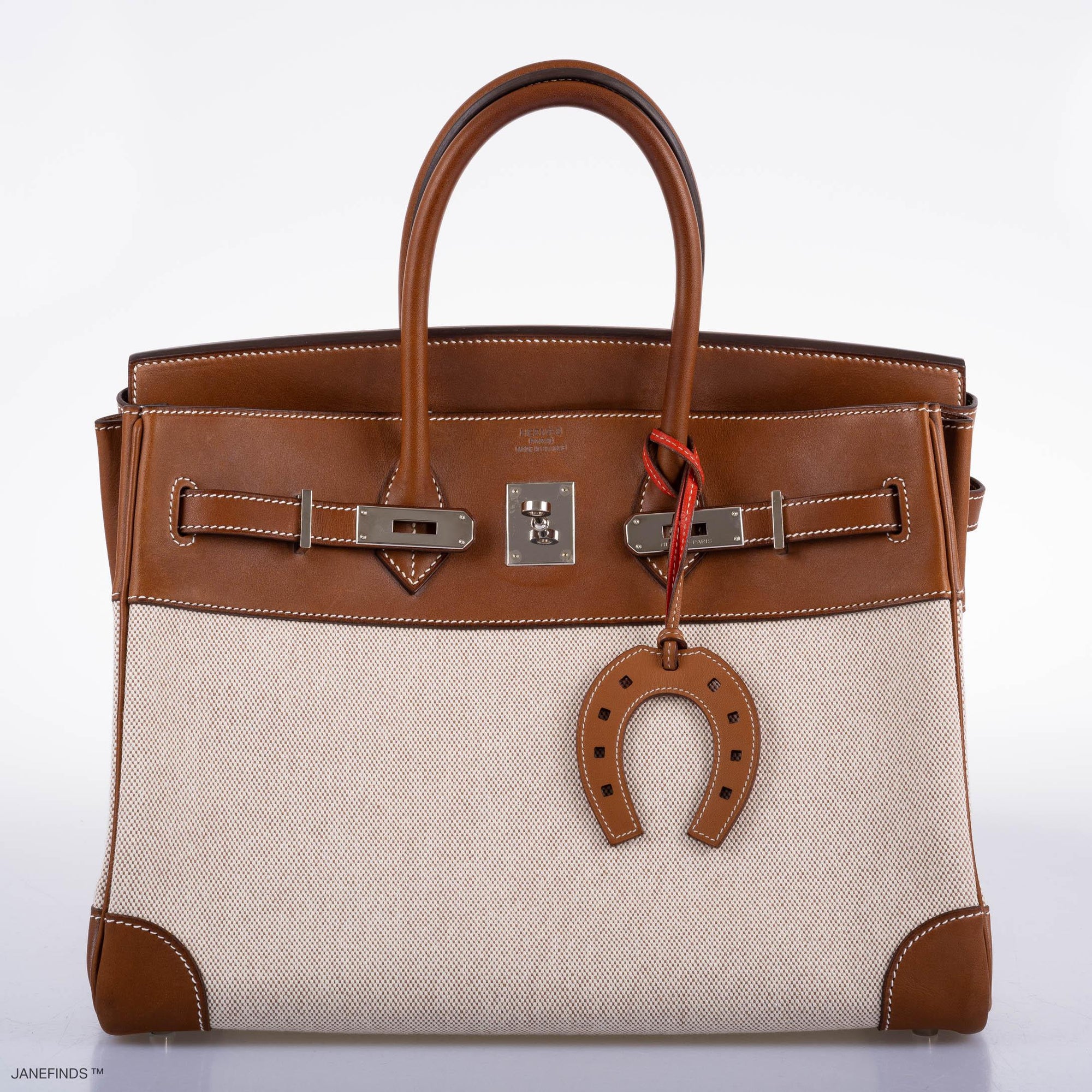 Hermès Birkin 35 Toile & Barenia with Palladium Hardware