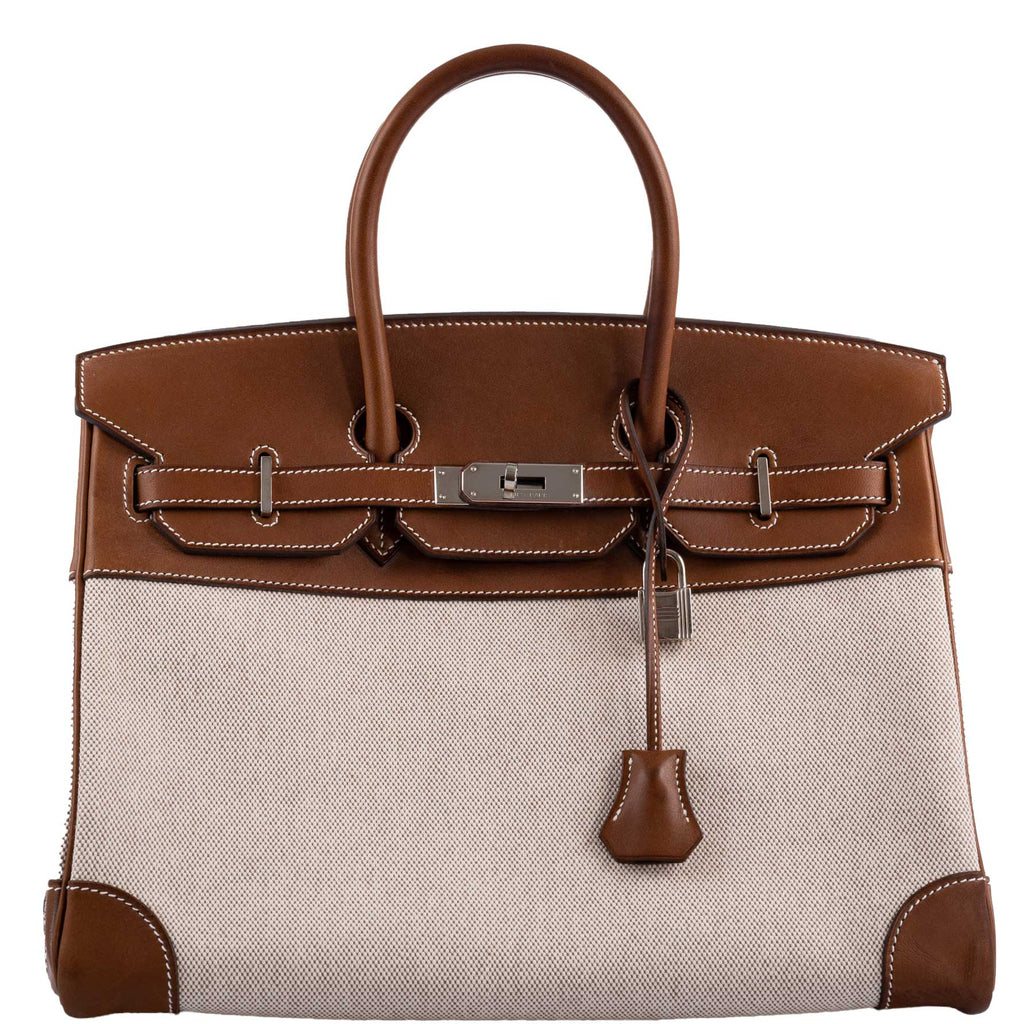 Hermes Birkin 30 Bag Toile / Barenia Leather Palladium
