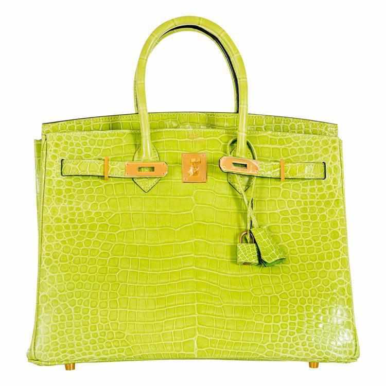 Hermès Birkin 35 Vert Anis Green Crocodile Gold Hardware | JANEFINDS