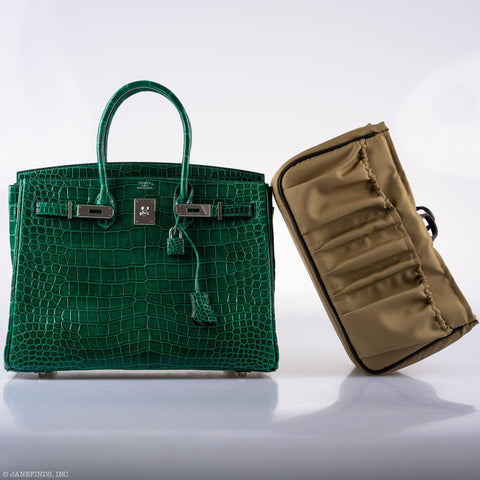 Hermès Birkin 35 Vert Emerald Porosus Crocodile Palladium Hardware - 2011, O Square