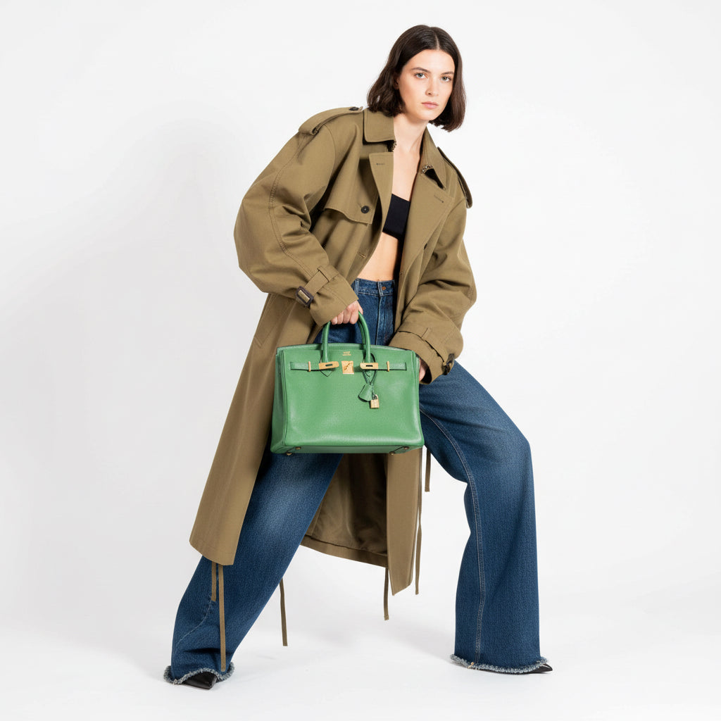 Hermès Birkin 35 Vert Pelouse Courchevel Gold Hardware