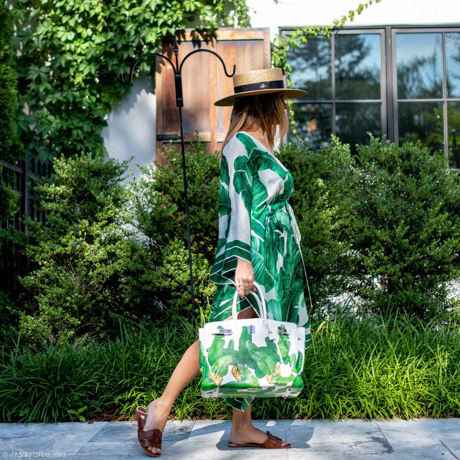 Hermès Birkin 35 White Clemence Palm Print Palladium Hardware JaneFinds Custom Shop
