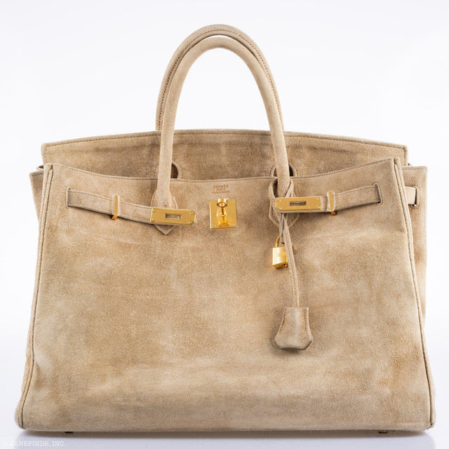 Hermès Birkin 40 Beige Veau Doblis Suede with Gold Hardware - 1986, P ...