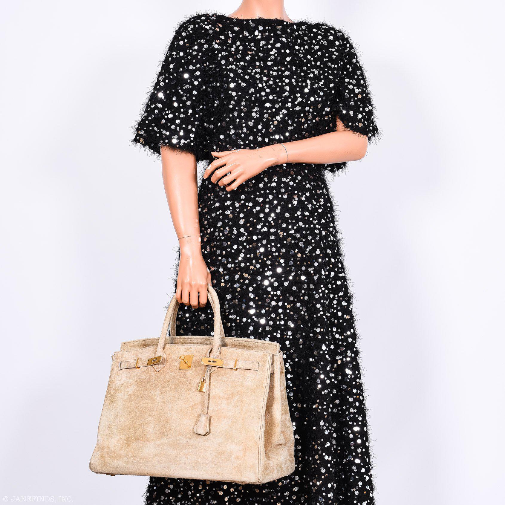 Hermès Birkin 40 Beige Veau Doblis Suede with Gold Hardware