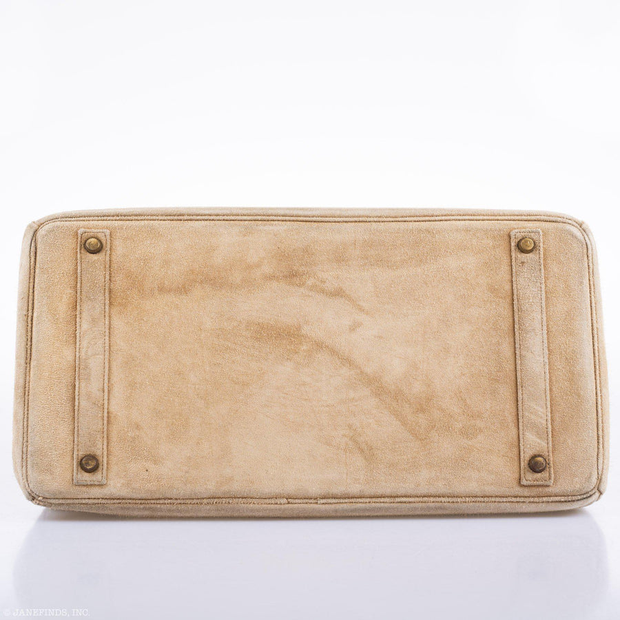 Hermès Birkin 40 Beige Veau Doblis Suede with Gold Hardware