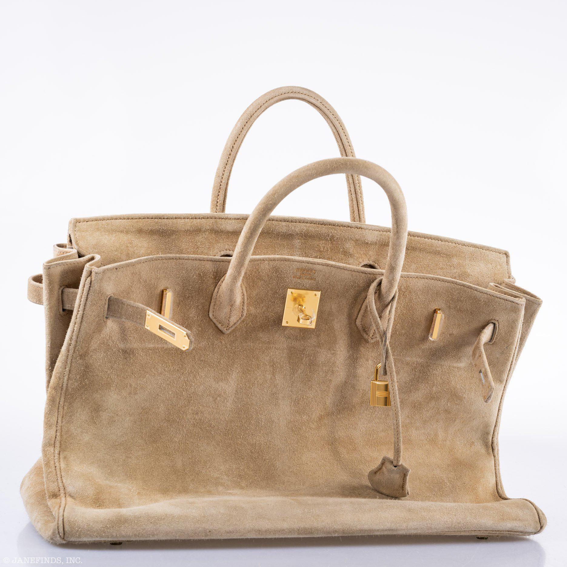 Hermès Birkin 40 Beige Veau Doblis Suede with Gold Hardware