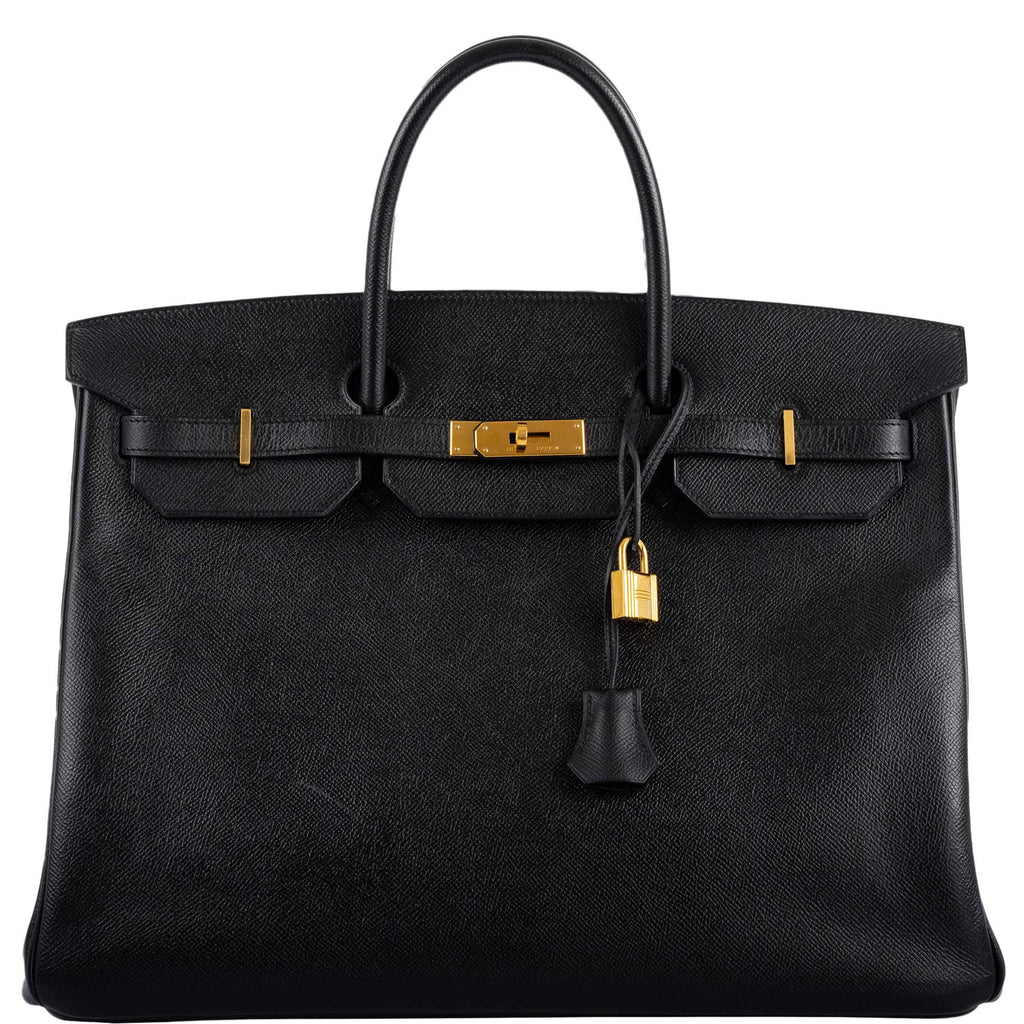 Sold at Auction: Hermes Noir 'Birkin' 40 Bag with Twilly