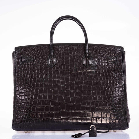 Hermès Birkin 40 Black Matte Crocodile Porosus Palladium Hardware