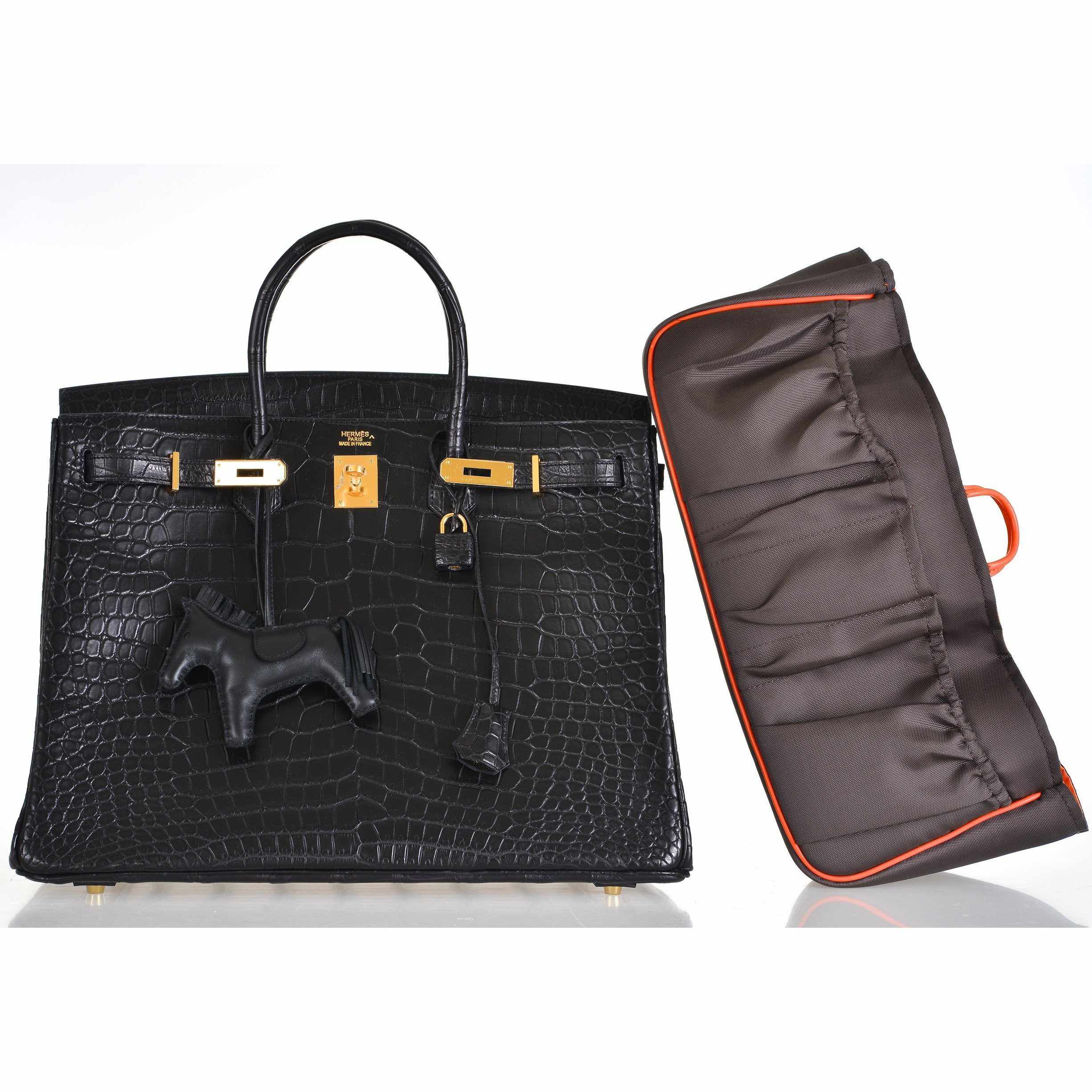 Hermès Birkin 40 Black Matte Porosus Crocodile Gold Hardware