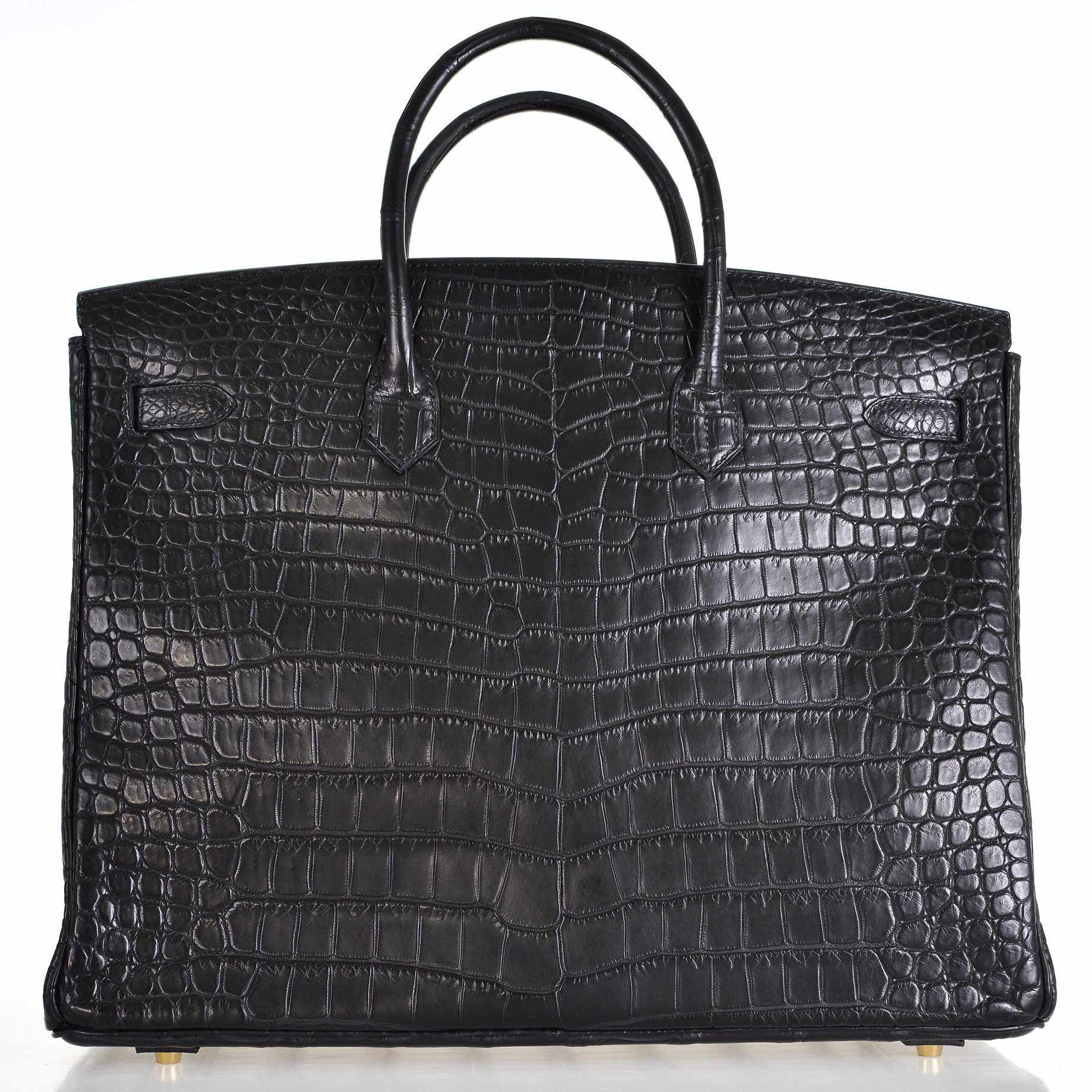 Hermès Birkin 40 Black Matte Porosus Crocodile Gold Hardware