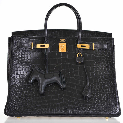 Hermès Birkin 40 Black Matte Porosus Crocodile Gold Hardware