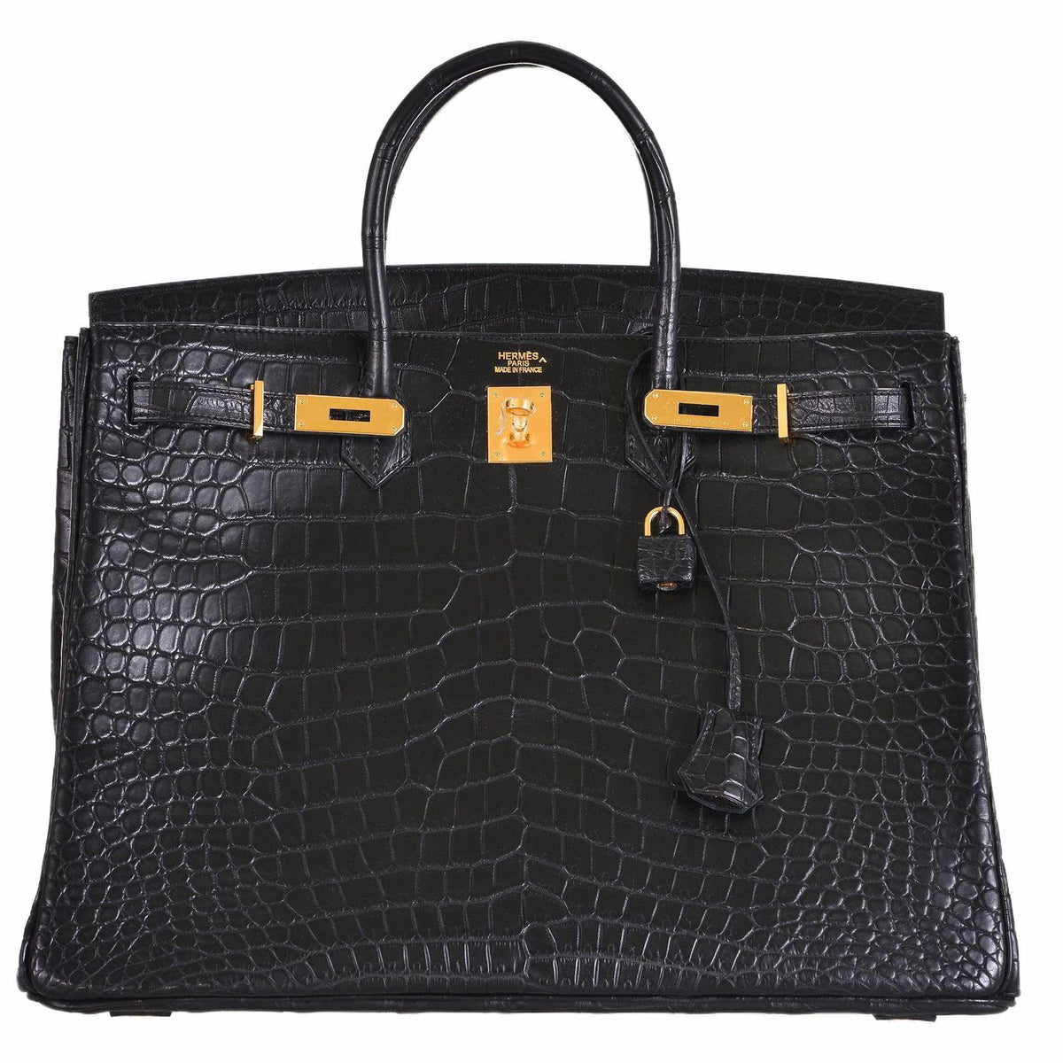 Hermes Birkin 40 Black Matte Crocodile Porosus Gold Hardware |