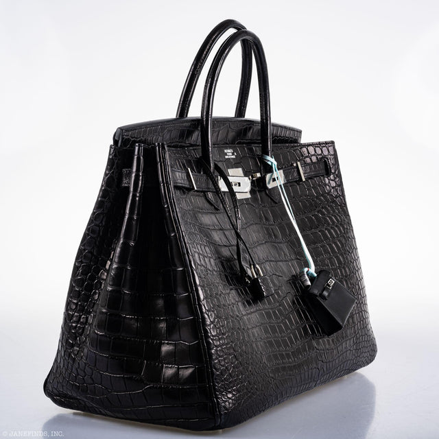 Hermès Birkin 40 Black Matte Porosus Crocodile Palladium Hardware ...