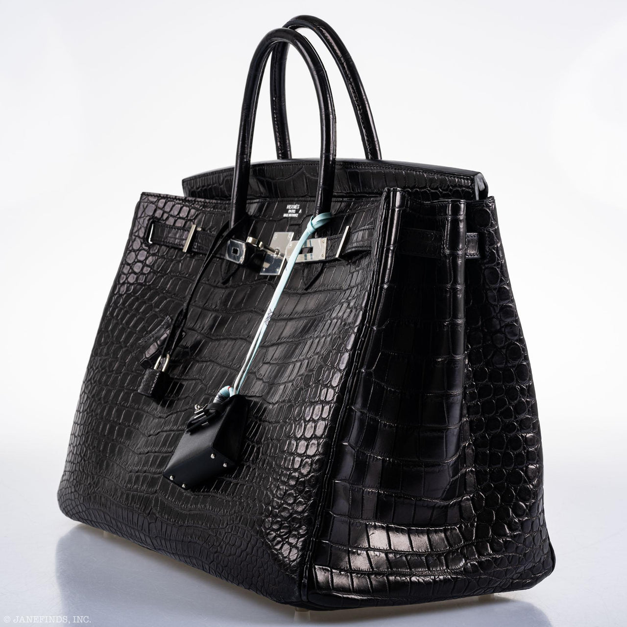 Hermès Birkin 40 Black Matte Porosus Crocodile Palladium Hardware ...