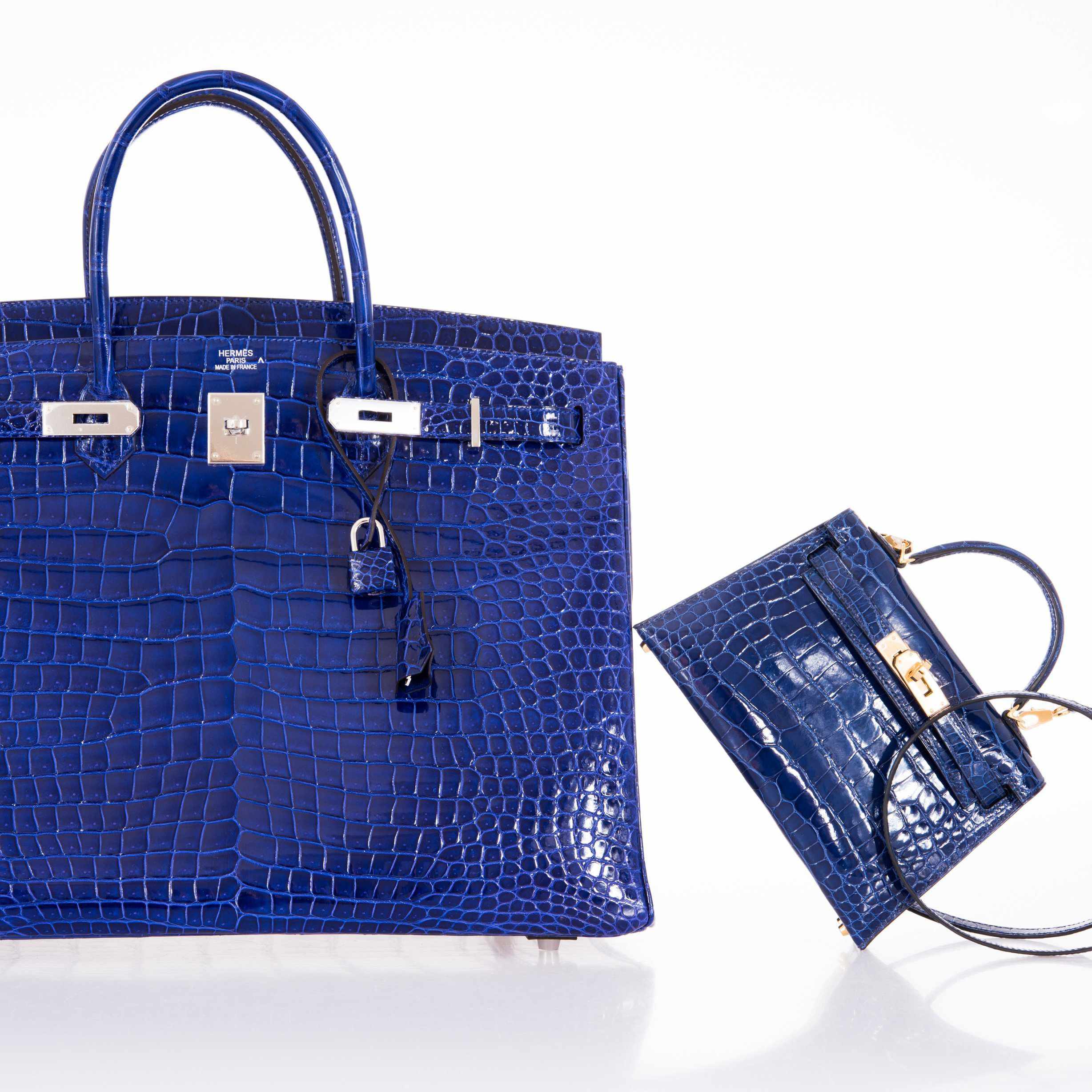 Hermès Birkin 40 Bleu Électrique Shiny Porosus Crocodile Palladium Hardware