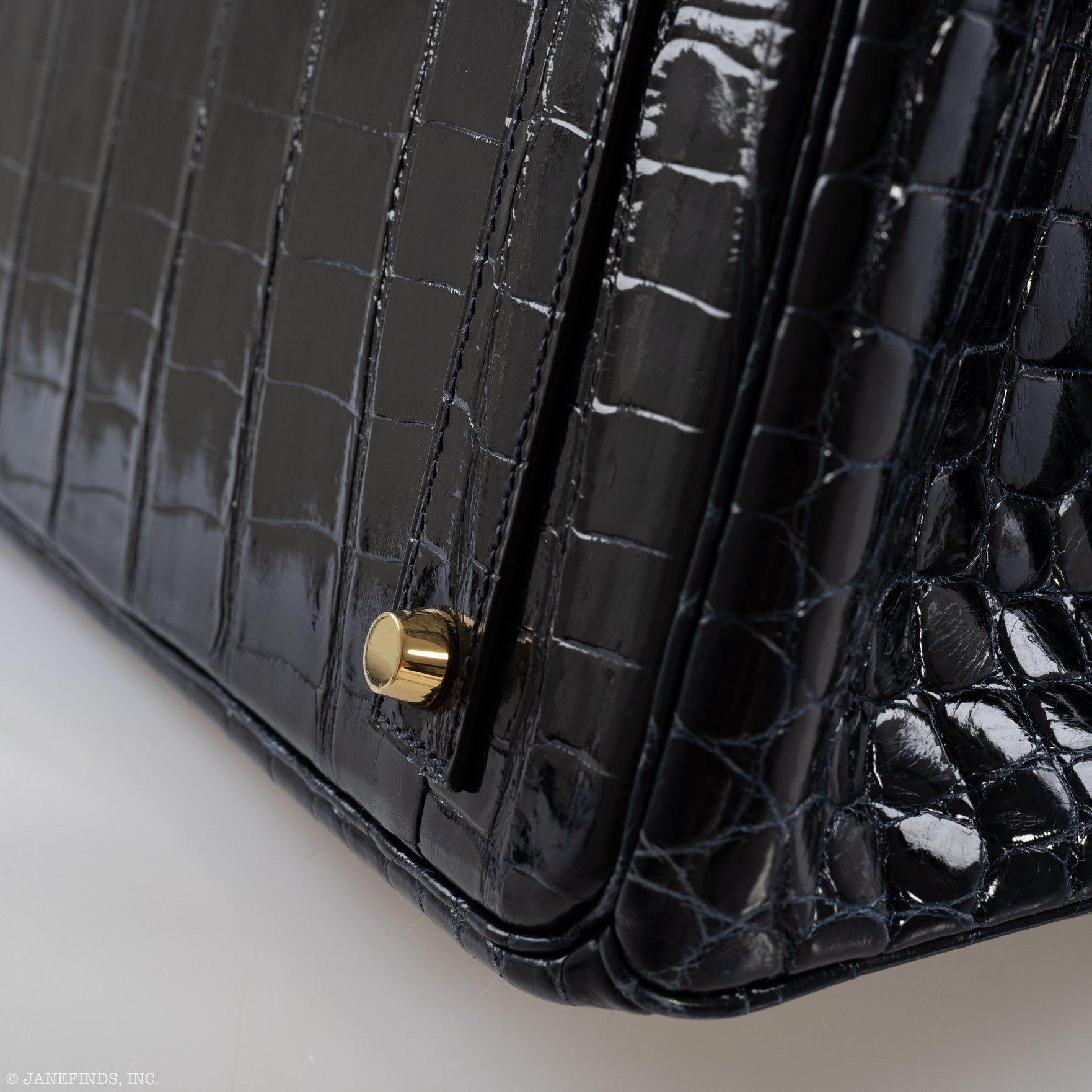 Hermès Birkin 40 Blue Nuit Porosus Crocodile Gold Hardware
