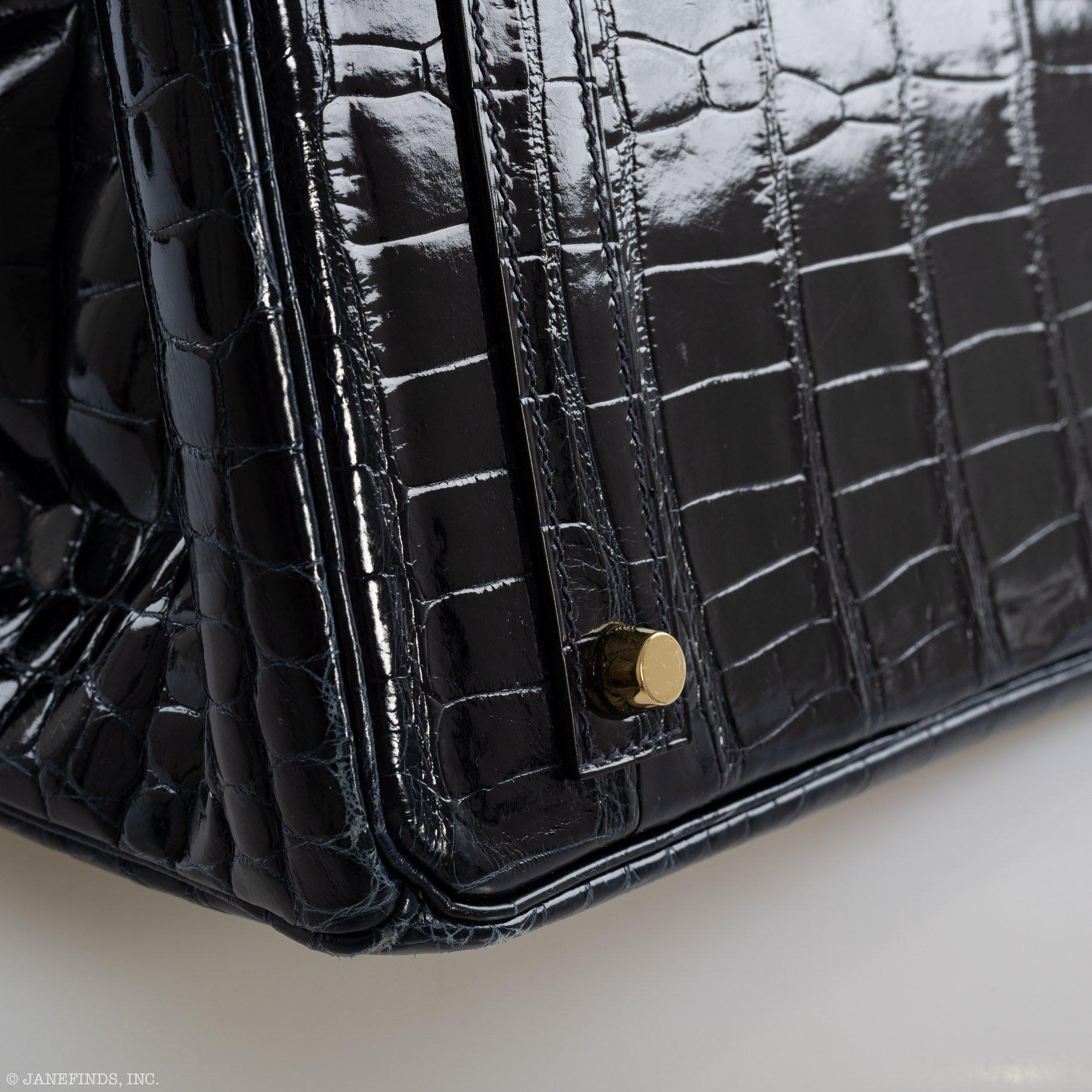 Hermès Birkin 40 Blue Nuit Porosus Crocodile Gold Hardware