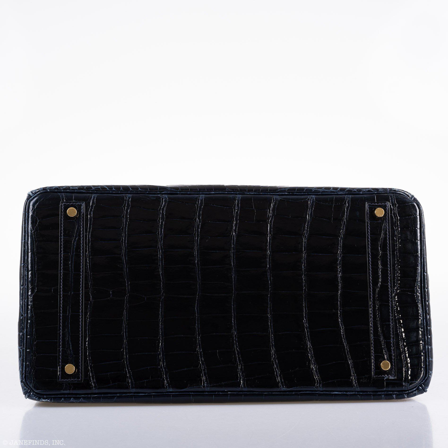 Hermès Birkin 40 Blue Nuit Porosus Crocodile Gold Hardware