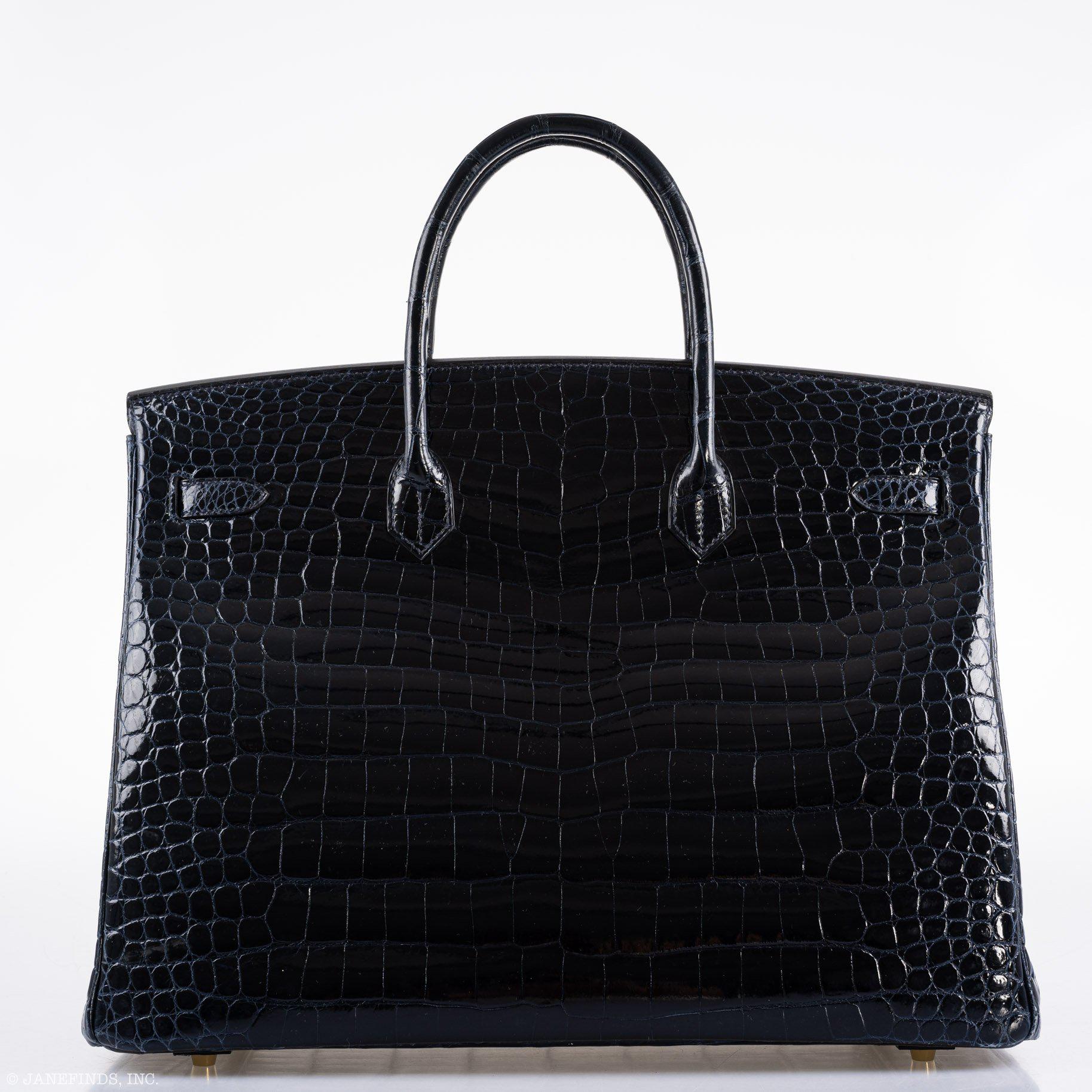 Hermès Birkin 40 Blue Nuit Porosus Crocodile Gold Hardware