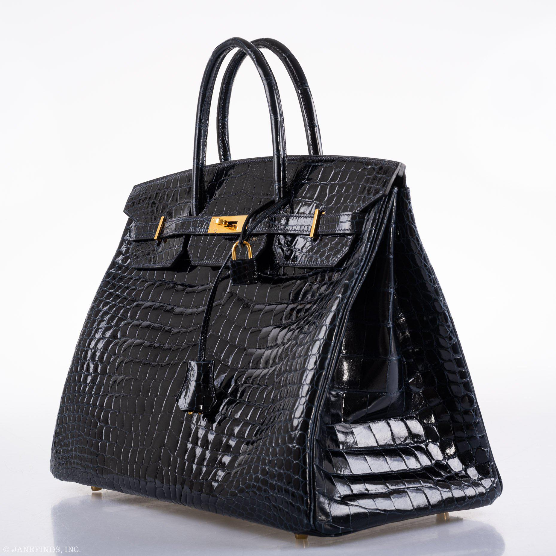 Hermès Birkin 40 Blue Nuit Porosus Crocodile Gold Hardware