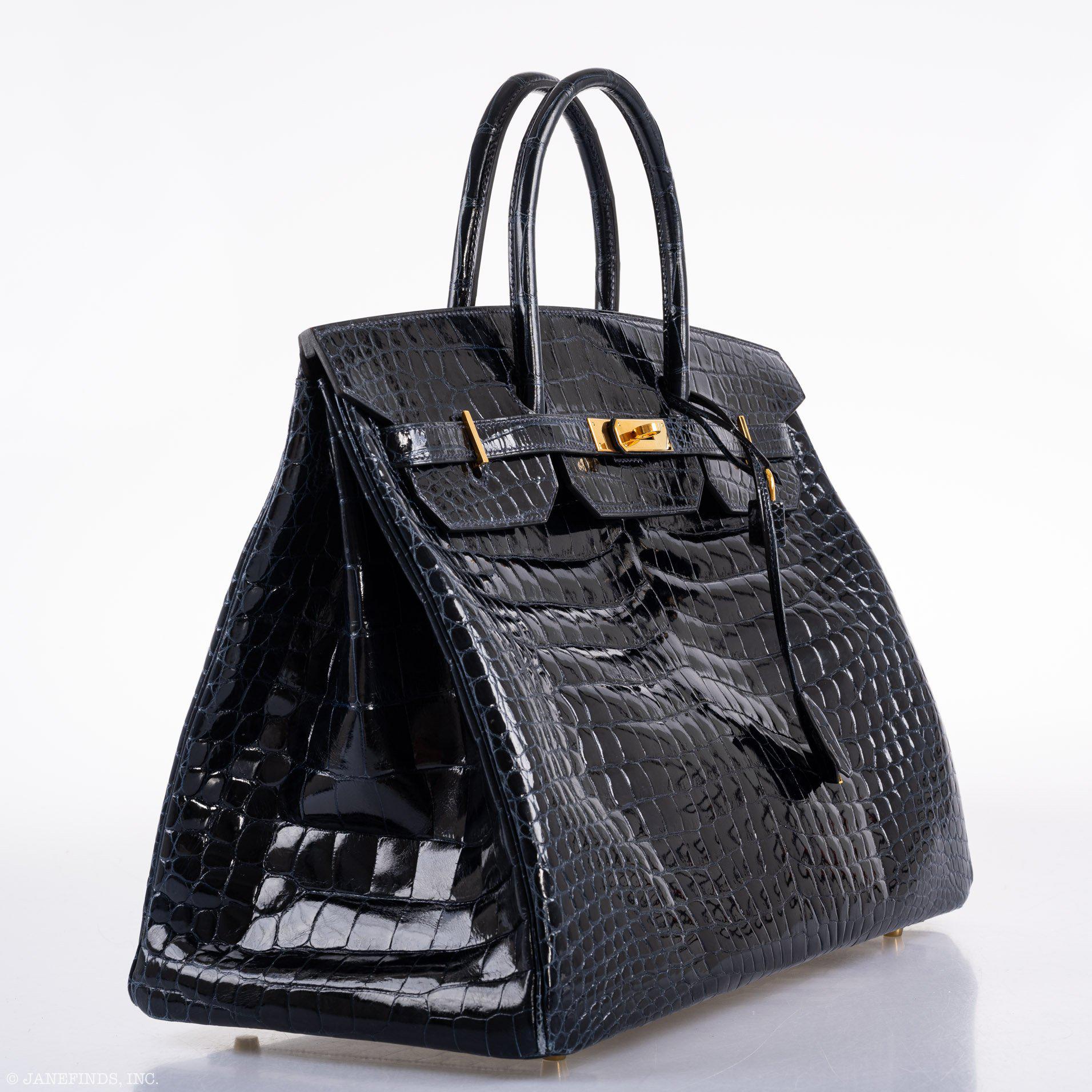 Hermès Birkin 40 Blue Nuit Porosus Crocodile Gold Hardware