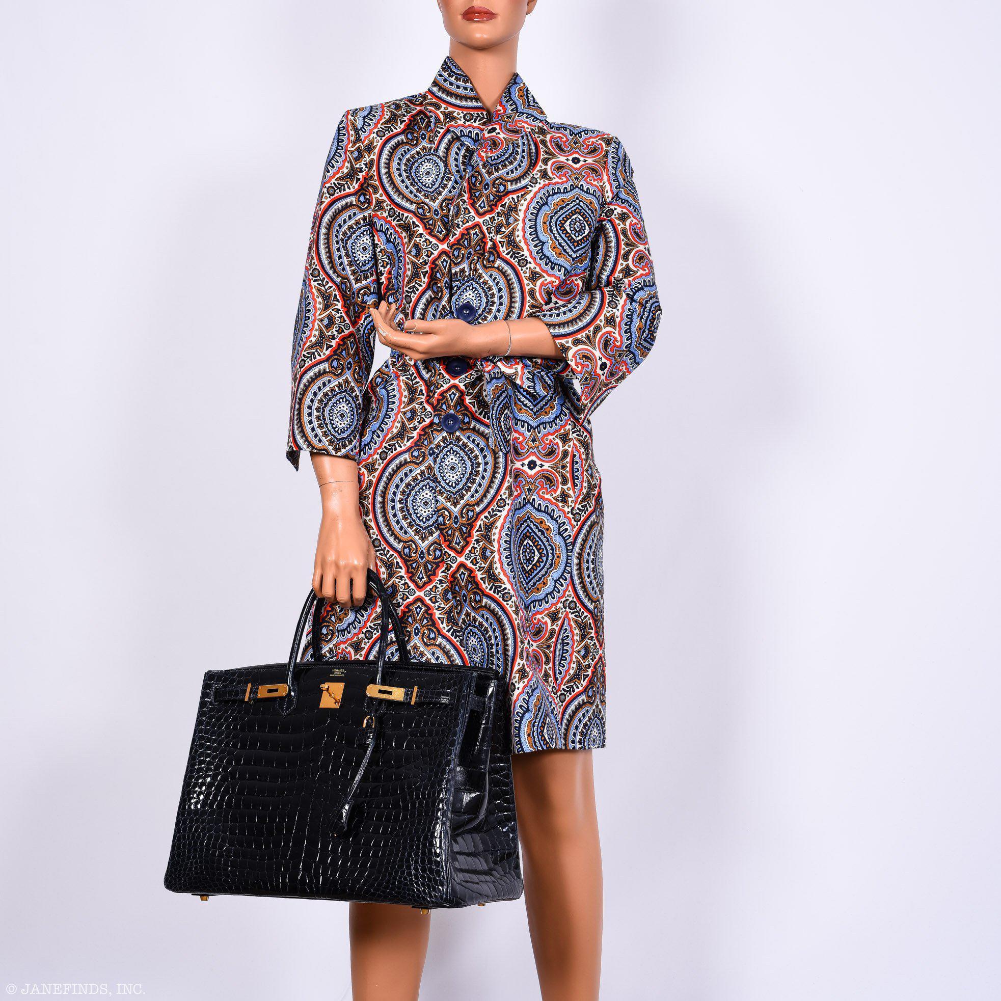 Hermès Birkin 40 Blue Nuit Porosus Crocodile Gold Hardware