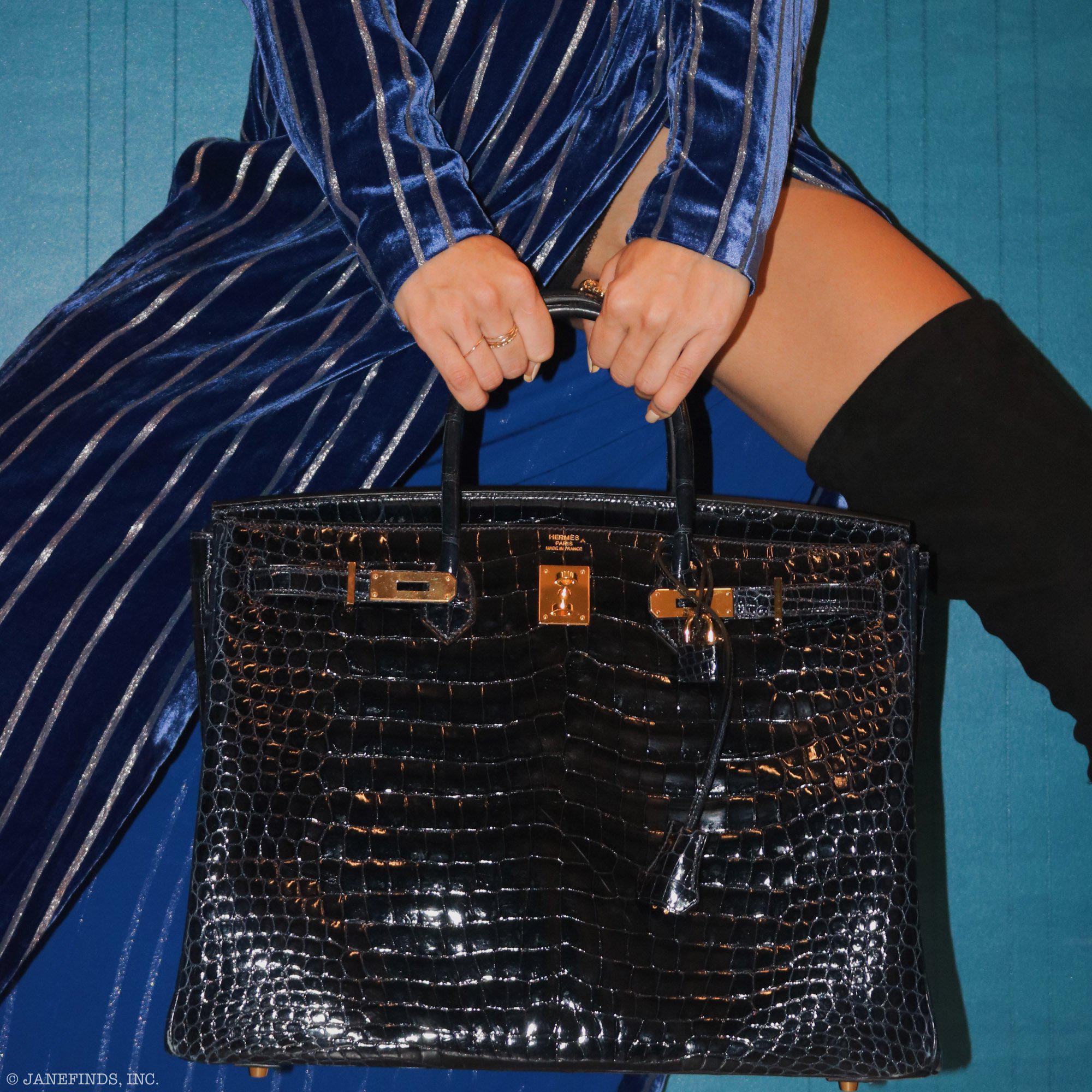 Hermès Birkin 40 Blue Nuit Porosus Crocodile Gold Hardware