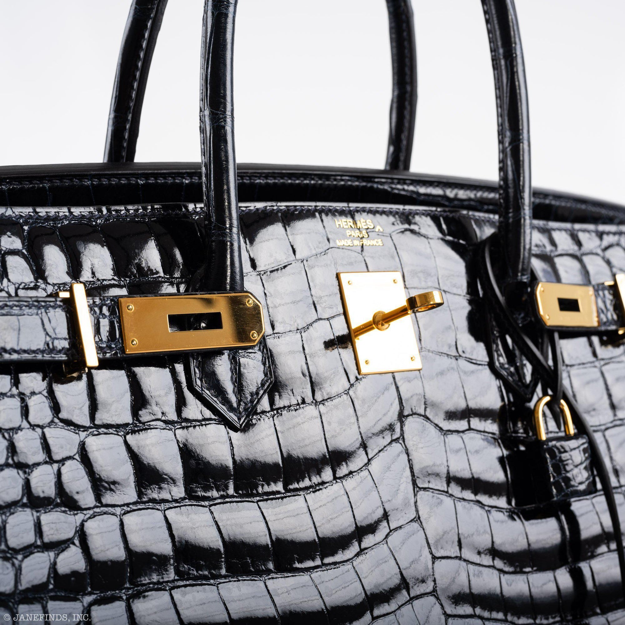 Hermès Birkin 40 Blue Nuit Porosus Crocodile Gold Hardware