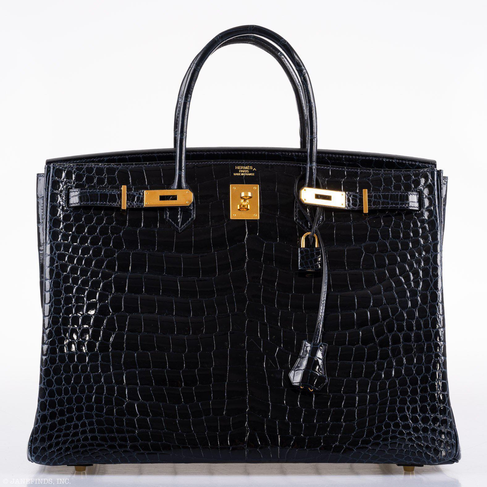 Hermès Birkin 40 Blue Nuit Porosus Crocodile Gold Hardware
