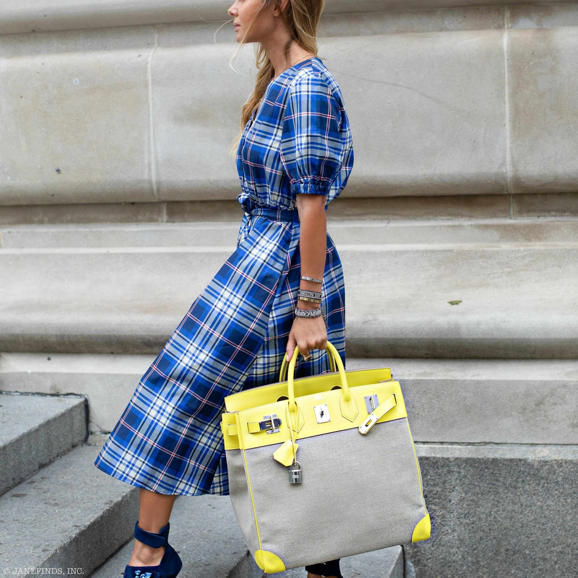 Hermès Birkin 40 HAC Lime & Ficelle Evercolor Toile De Camp Palladium Hardware