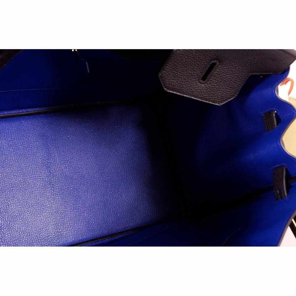 Hermès Birkin 40 HSS Black & Bleu Electric Togo Gold Hardware