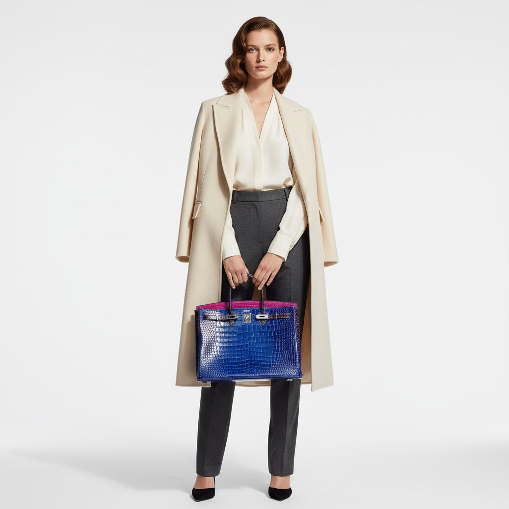 Hermès Birkin 40 HSS Bleu Electrique, Rose Scheherazade & Cassis Shiny Porosus Crocodile Palladium Hardware