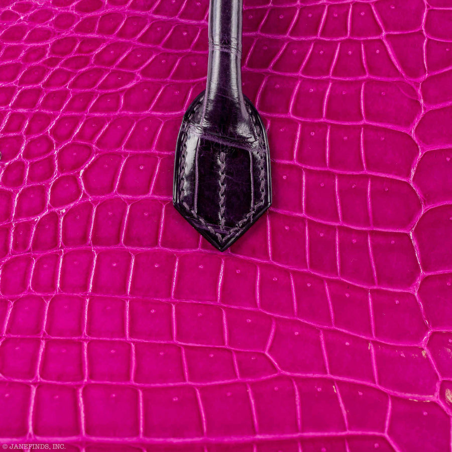 Hermès Birkin 40 HSS Bleu Electrique, Rose Scheherazade & Cassis Shiny Porosus Crocodile Palladium Hardware