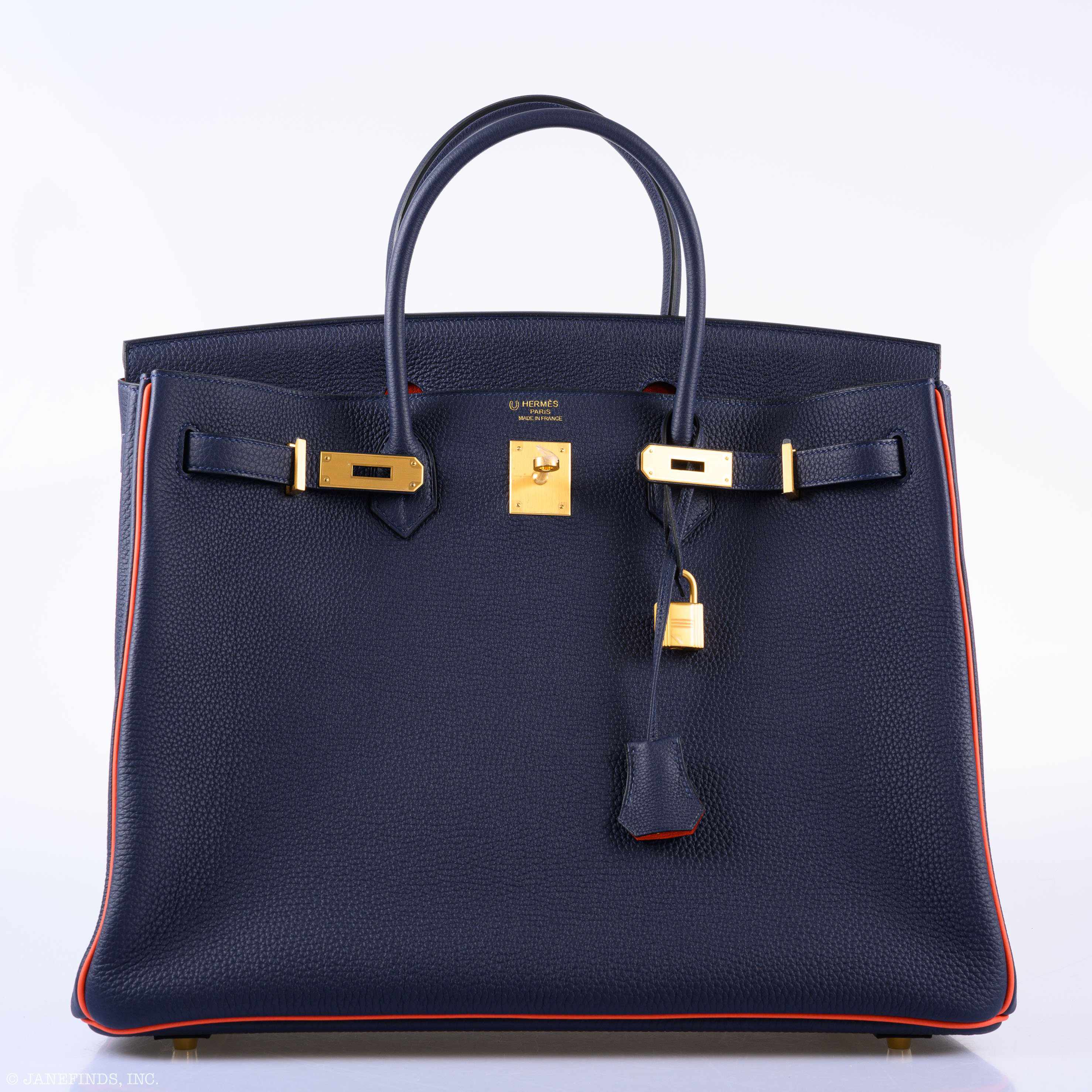 Hermès Birkin 40 HSS Bleu Nuit Togo and Orange Poppy Chèvre