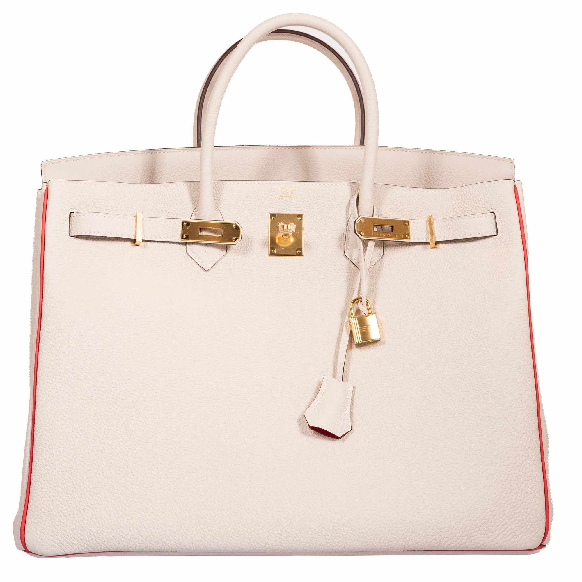 Hermès Birkin 40 HSS Craie And Vermillion Red Togo Gold Hardware