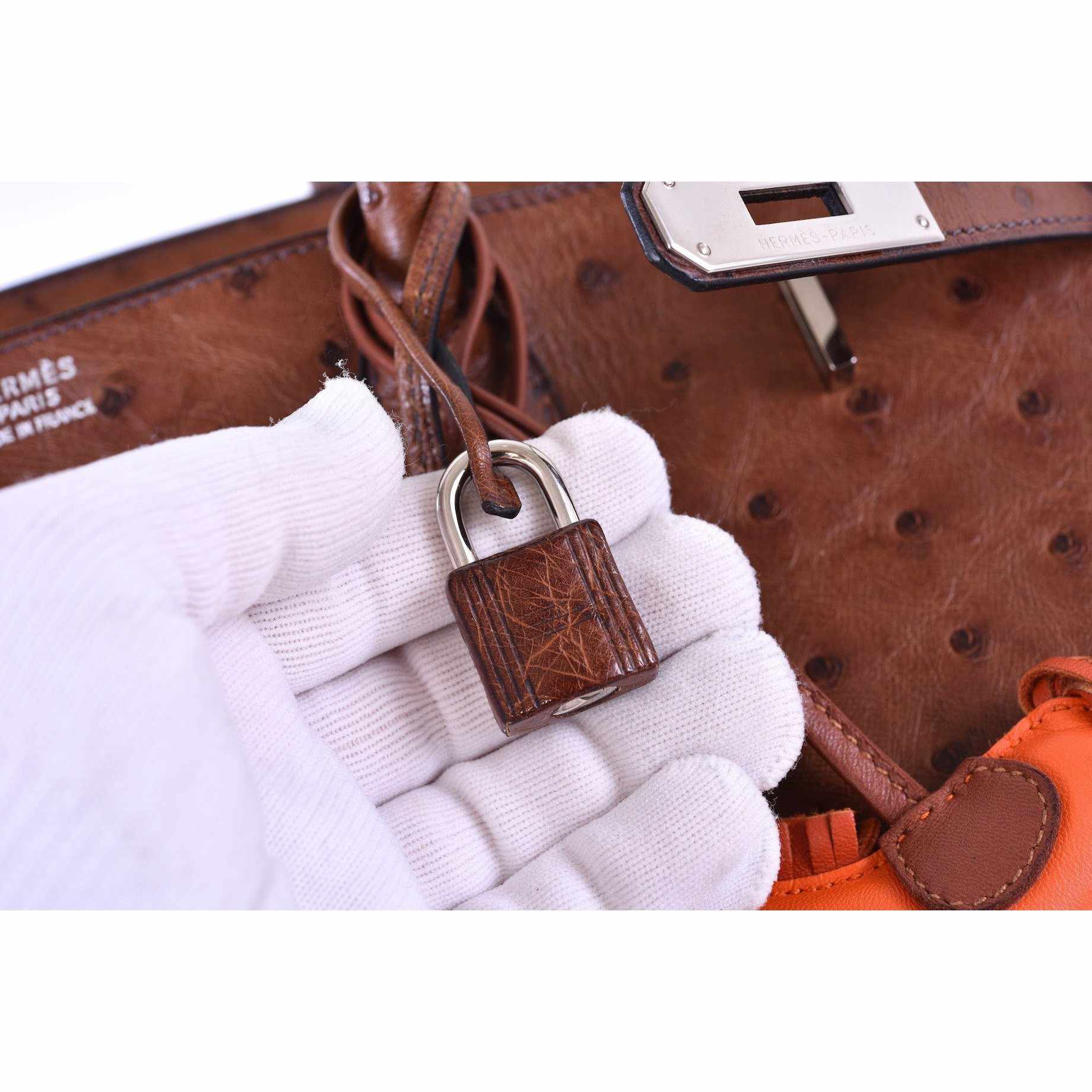 Hermès Birkin 40 Noisette Chevre Leather Beige Ostrich Palladium Hardware