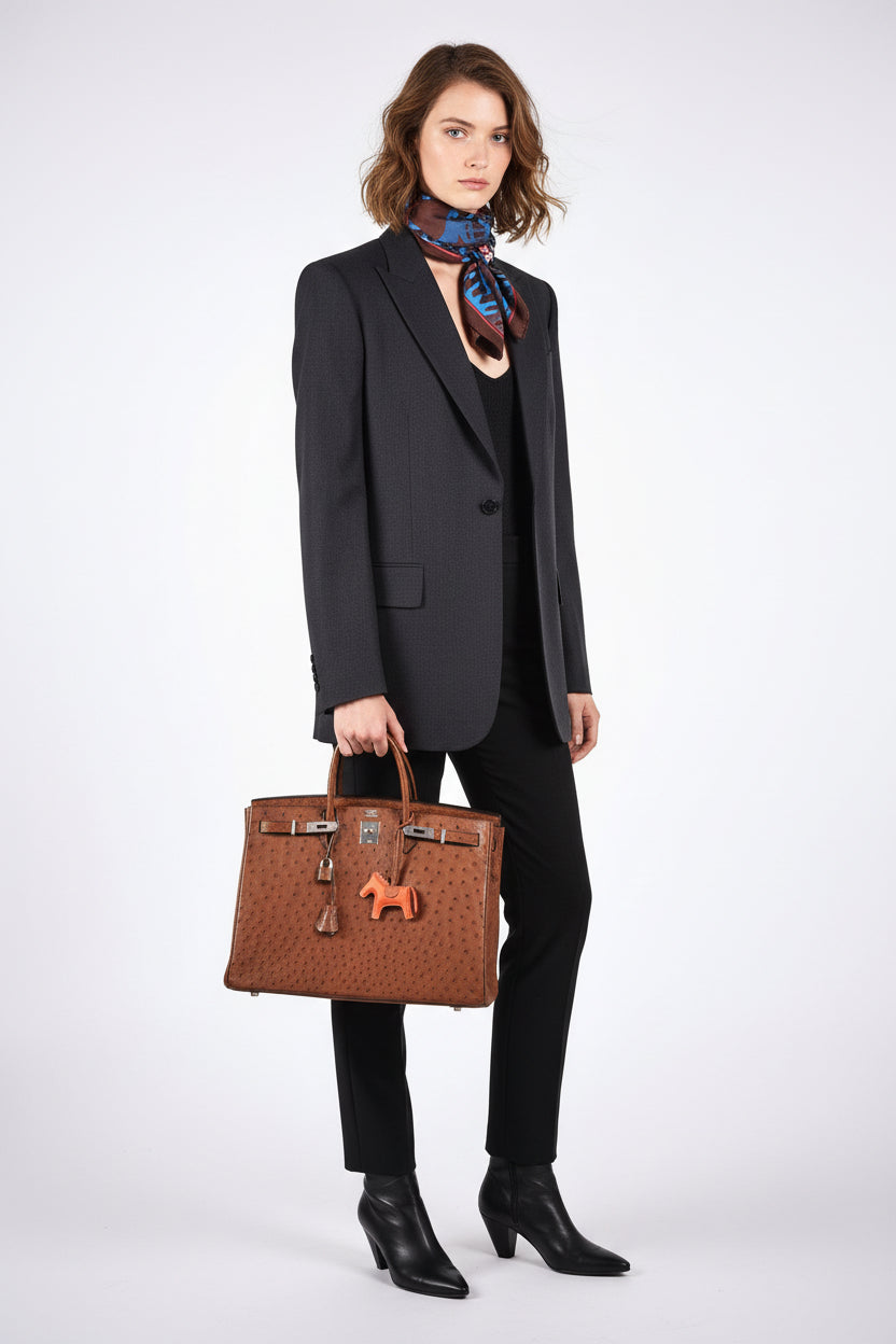 HERMES/エルメス  セリエ ブラウンダイヤモンド ベレー帽 ブラウン ユニセックス ブランド Hermès Birkin 40 Noisette Ostrich Palladium Hardware | JANEFINDS