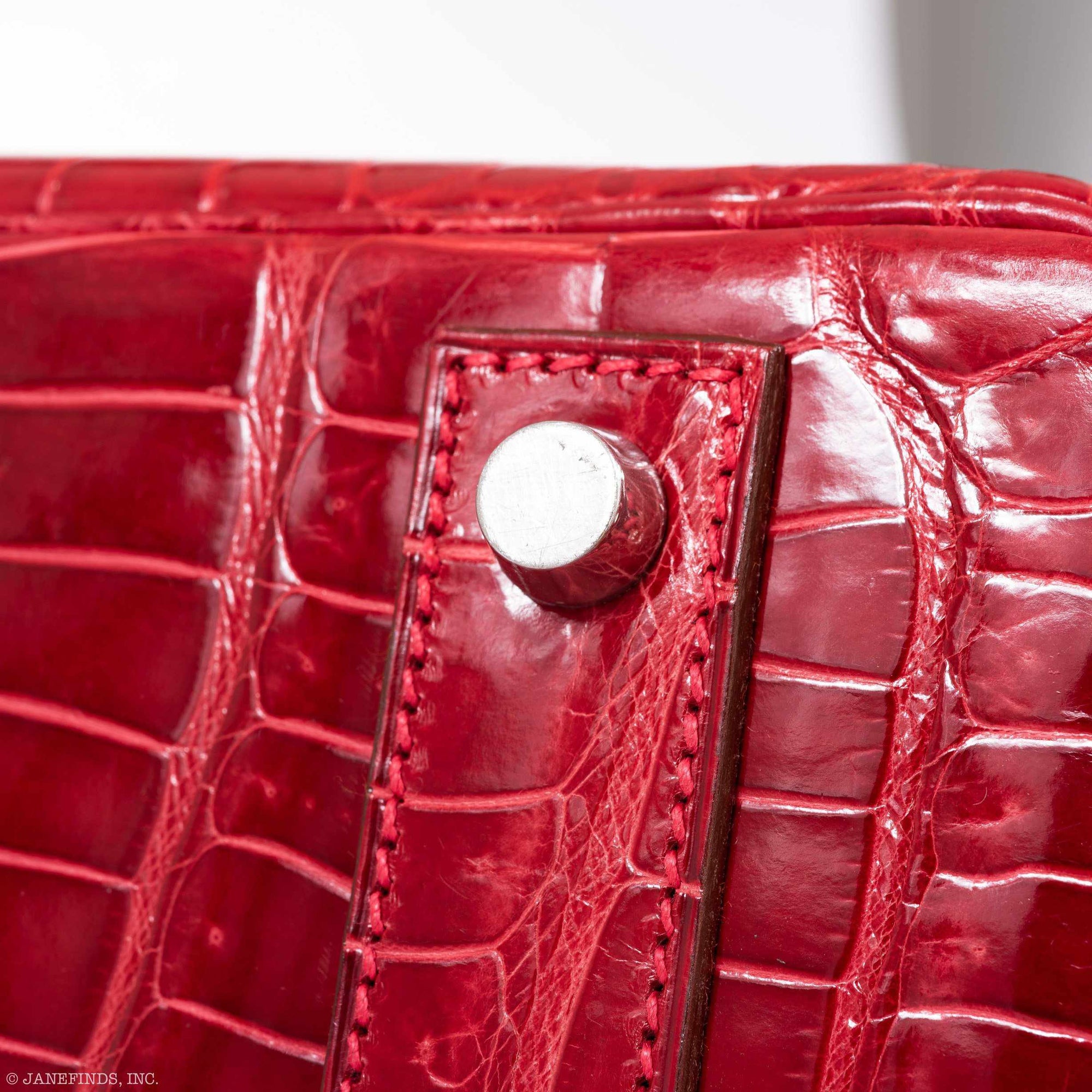 Hermès Birkin 40 Red Braise Porosus Crocodile Palladium Hardware