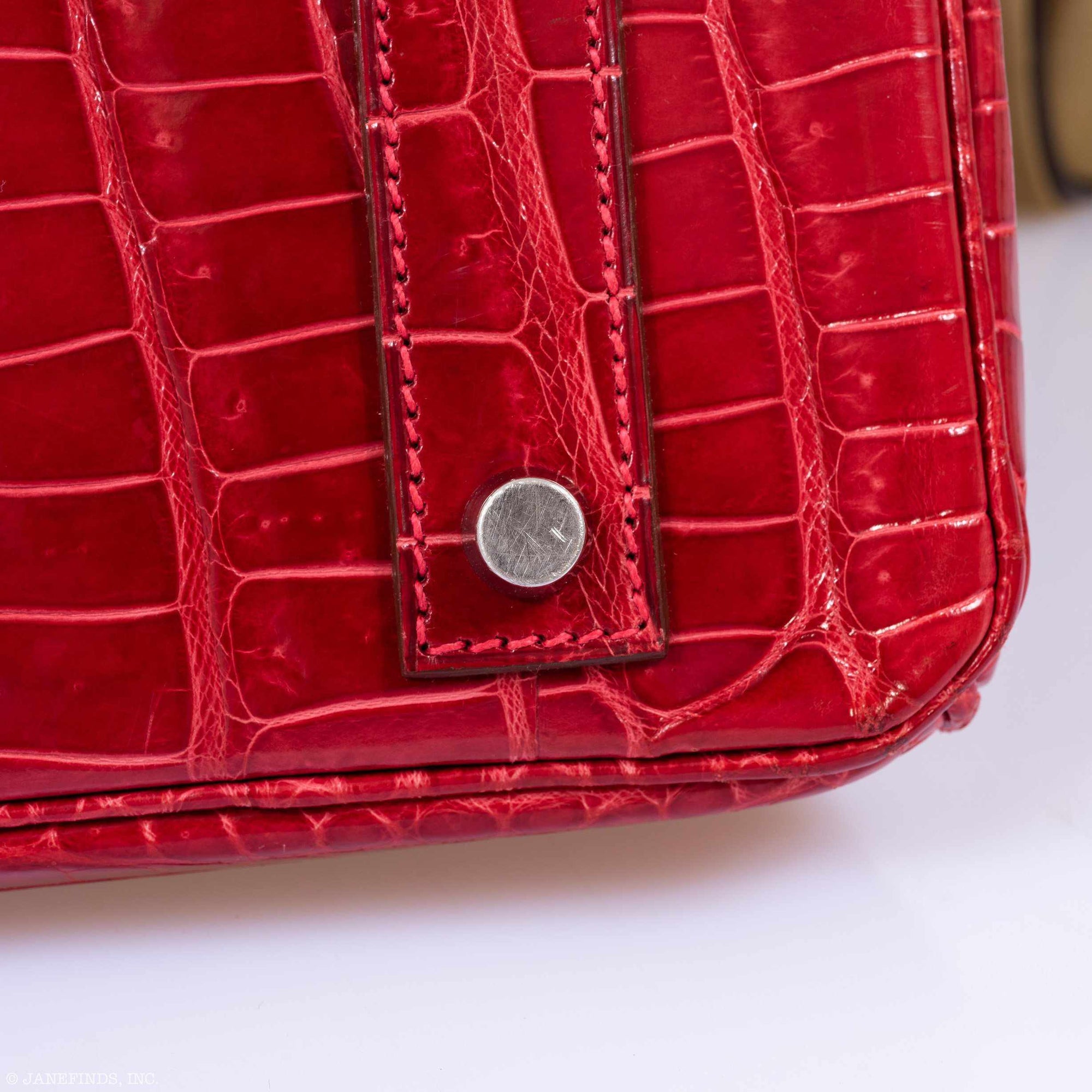 Hermès Birkin 40 Red Braise Porosus Crocodile Palladium Hardware