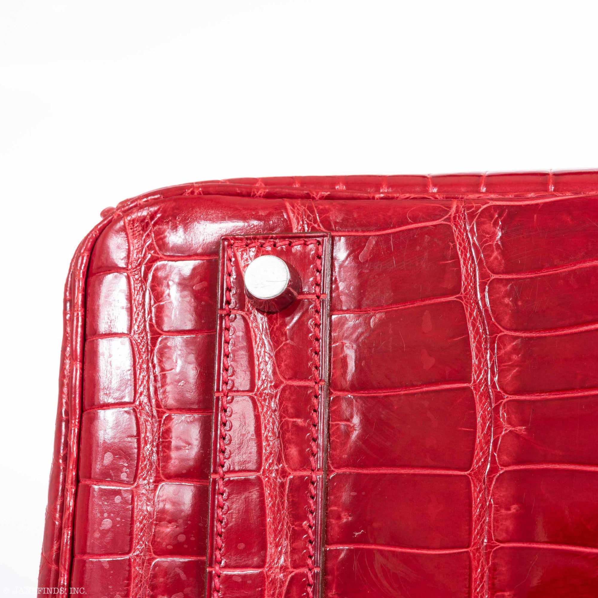 Hermès Birkin 40 Red Braise Porosus Crocodile Palladium Hardware