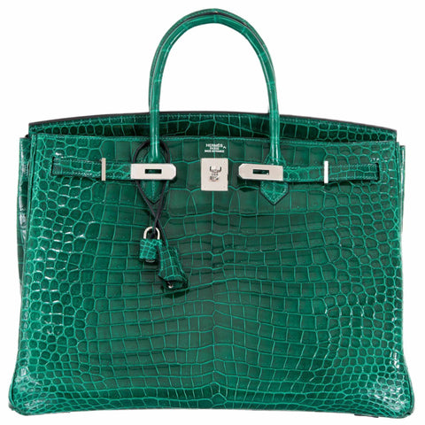 Hermès Birkin 40 Vert Emerald Porosus Crocodile Palladium Hardware