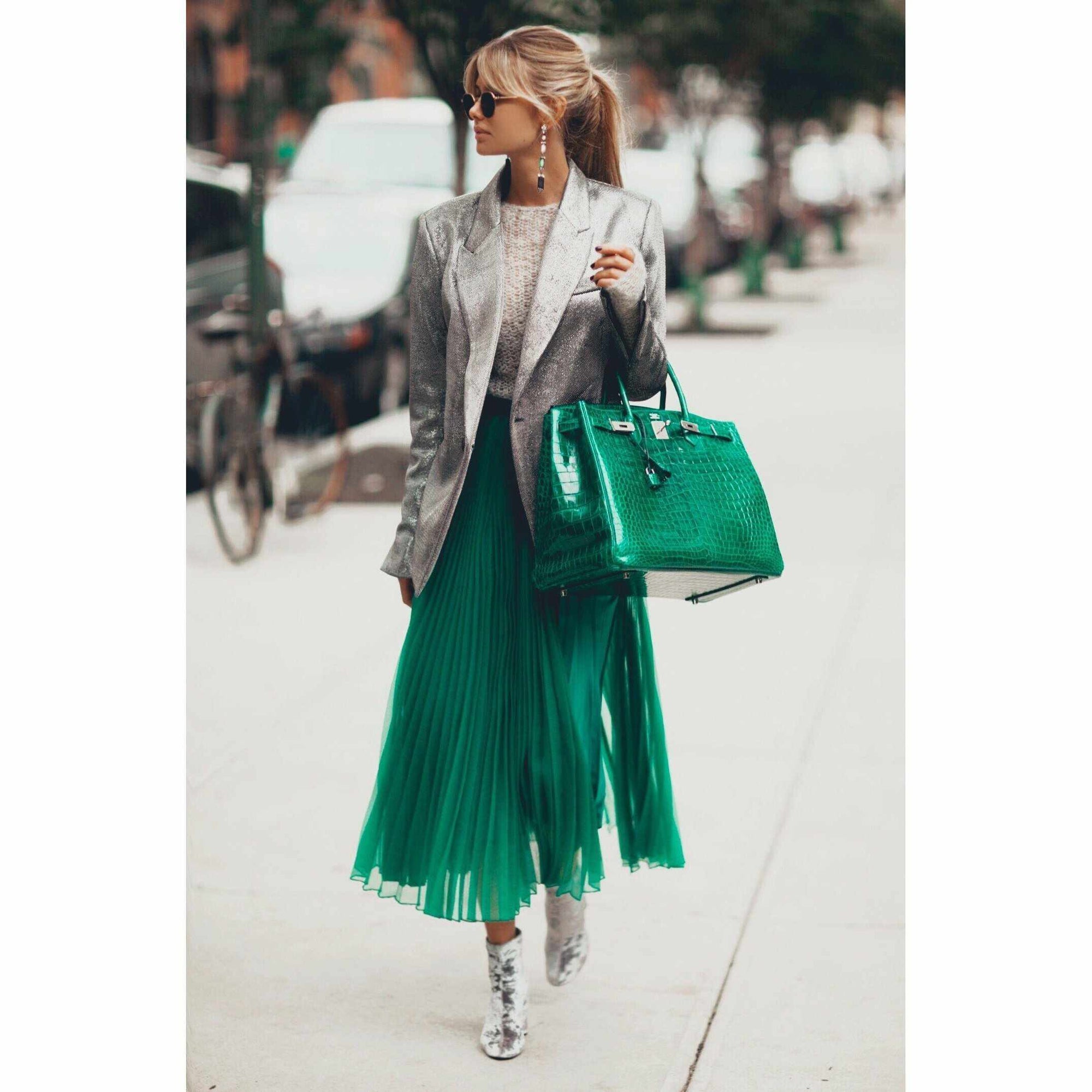 Hermès Birkin 40 Vert Émeraude Shiny Porosus Crocodile Palladium Hardware