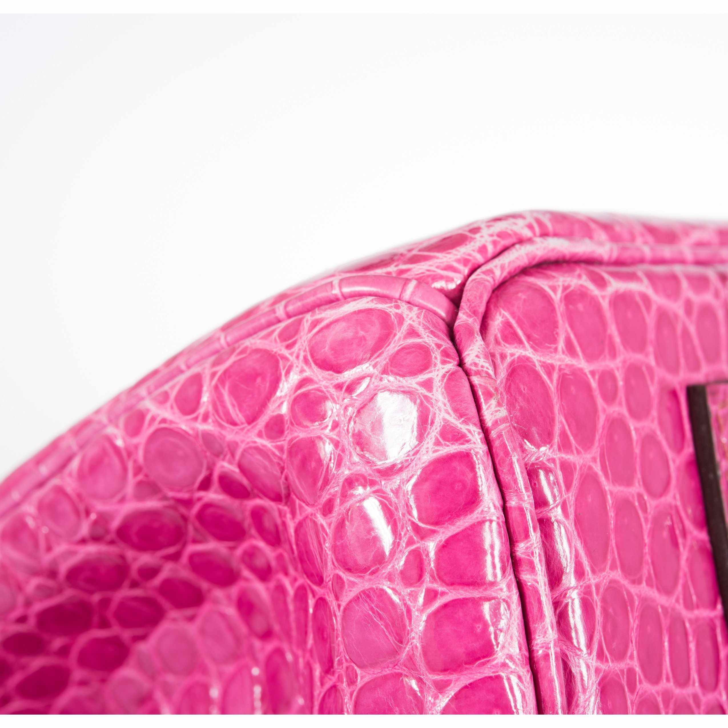 Hermès Birkin 42 "JPG Shoulder" Fuchsia Shiny Porosus Crocodile Palladium Hardware