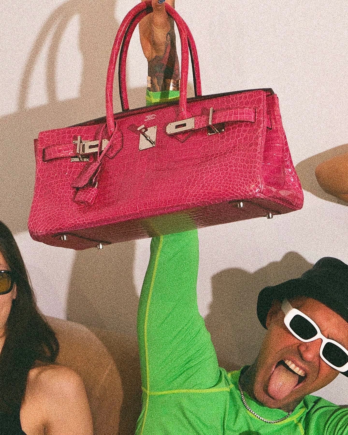 Hermès Birkin 42 "JPG Shoulder" Fuchsia Shiny Porosus Crocodile Palladium Hardware