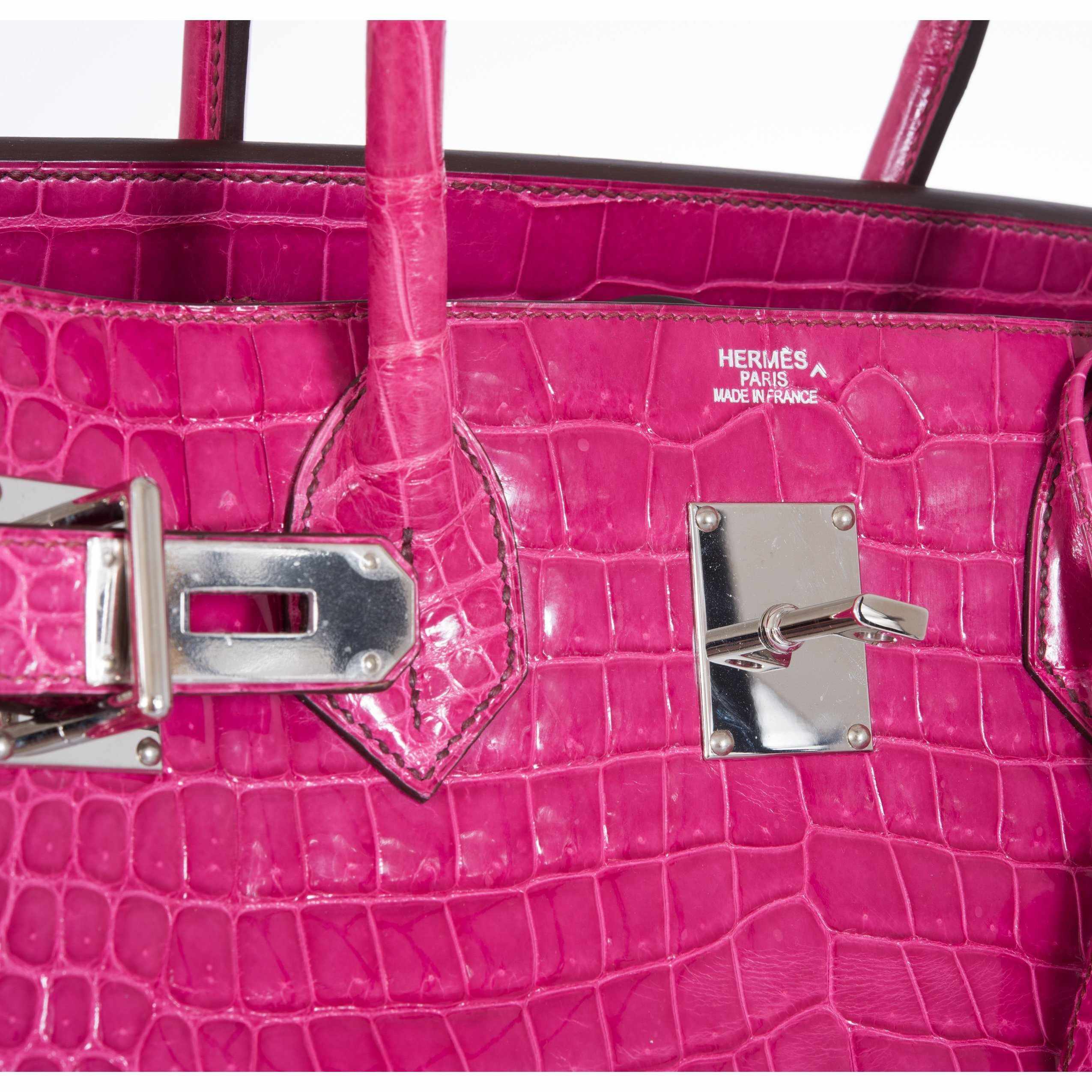 Hermes Birkin 42 JPG Jean Paul Gaultier Fuschia Croc Shoulder
