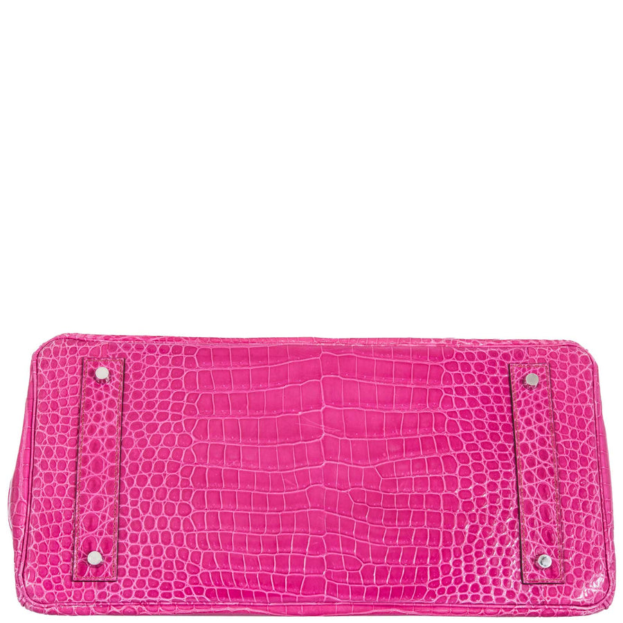 Hermès Birkin 42 "JPG Shoulder" Fuchsia Shiny Porosus Crocodile Palladium Hardware