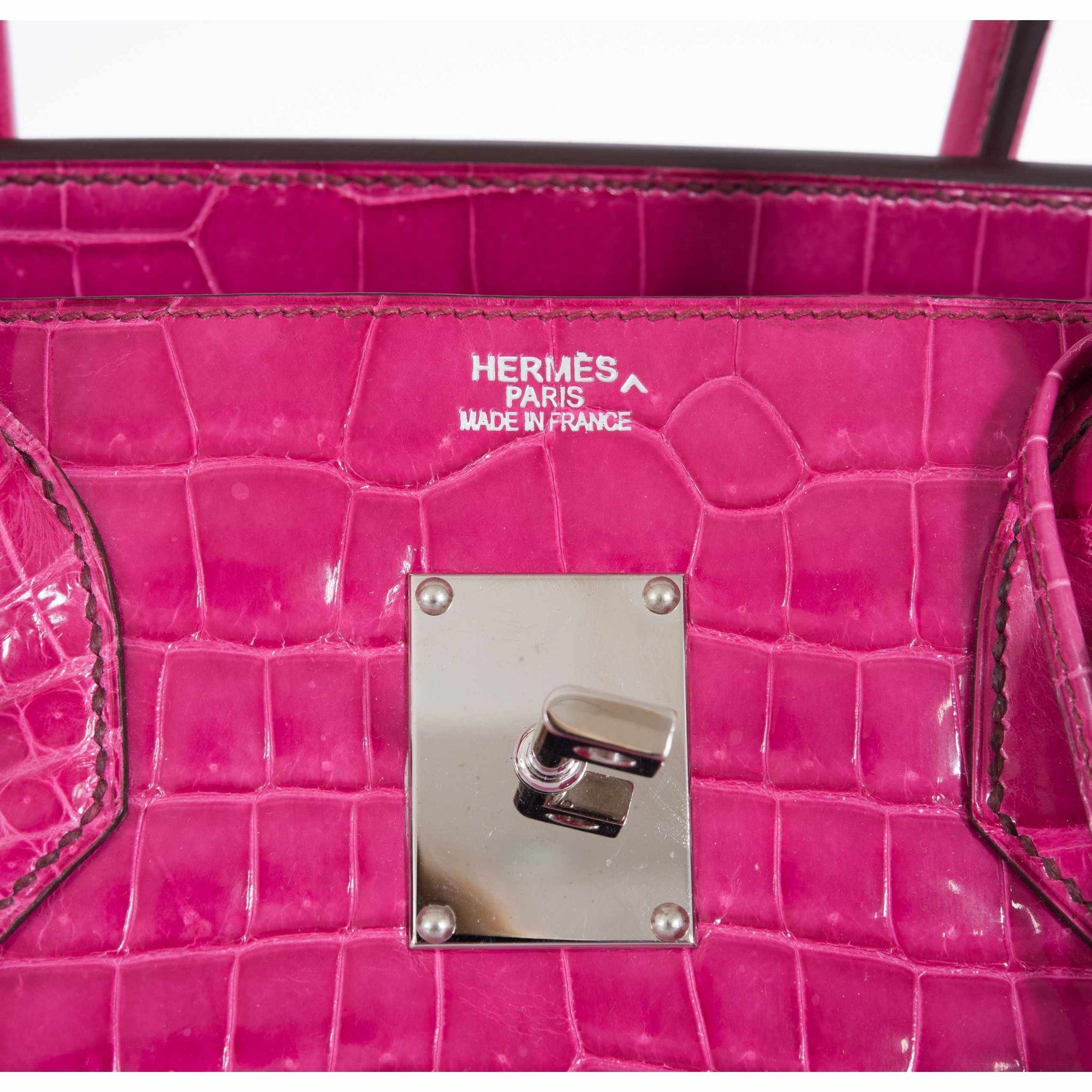 Hermès Birkin 42 "JPG Shoulder" Fuchsia Shiny Porosus Crocodile Palladium Hardware