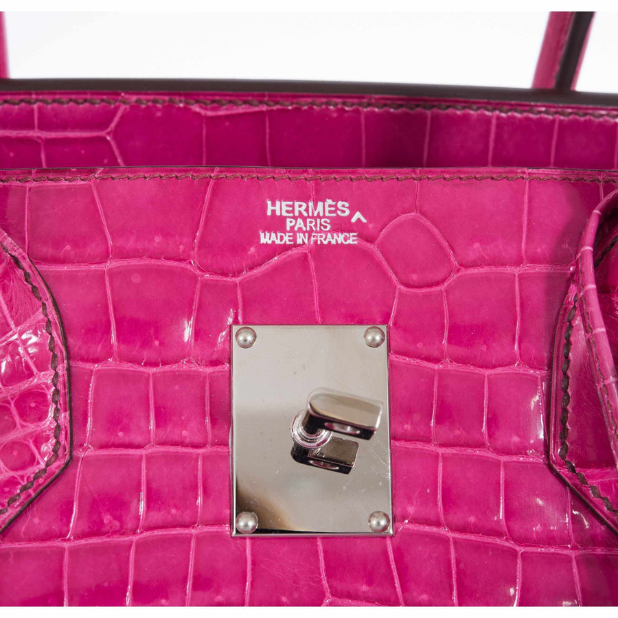 Hermès Birkin 42 "JPG Shoulder" Fuchsia Shiny Porosus Crocodile Palladium Hardware